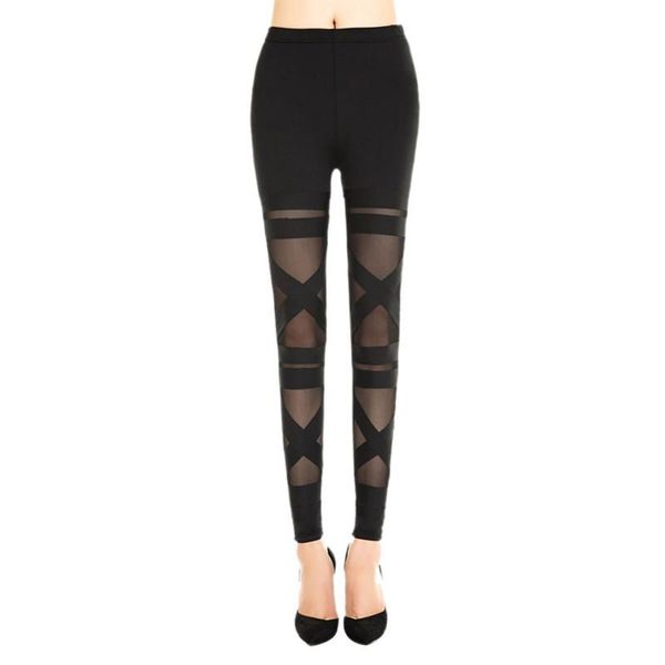 

women's leggings women legging slim skinny elastic bandage femme black fashion mesh pants