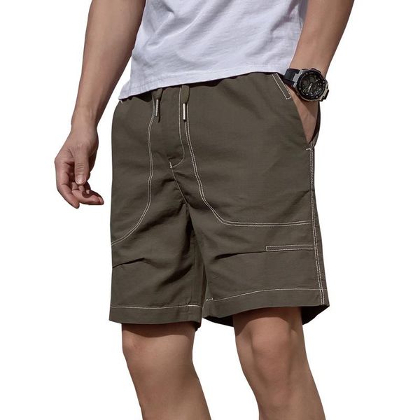 

men's shorts 2021 summer army green five-point pants thin casual elastic waist cargo for men japanese, White;black