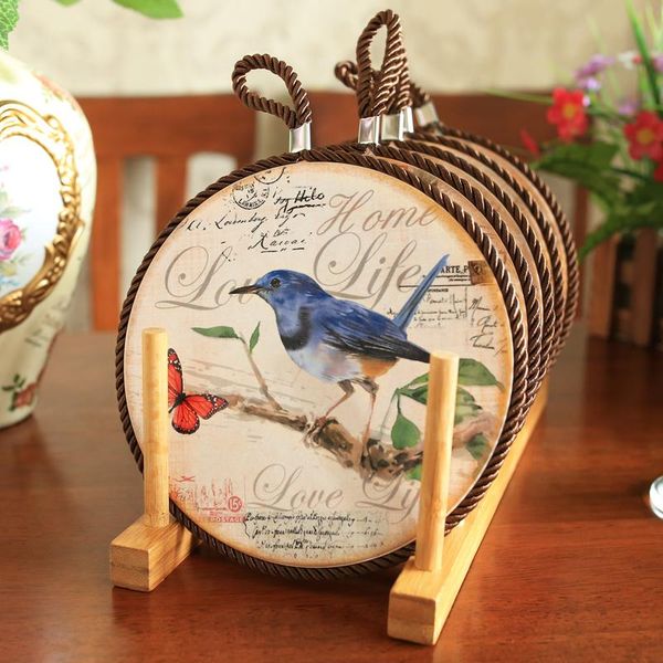 

table runner 17cm rero pastroal ceramic potholder bird perches heat pad soup pot bowl insulation cork bottom