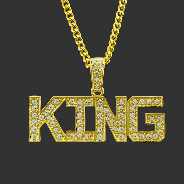 

amulet neck pendants hip hop king letter pendant men's fashion nightclub, Silver