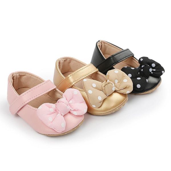

0-1 year old polka dot soft sole princess shoes bowknot baby walking for born girls first walkers