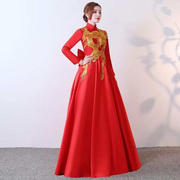

casual dresses 2021 party cheongsam oriental women maxi dress fashion chinese style elegant long qipao luxury trailing robe vestido s-xxl, Black;gray