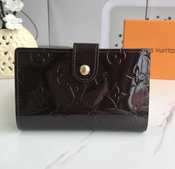 

short holder n61663 patent leather style wallet women's bag brand leather long wallets chain wallet pouches key card designer luxury, Black;red