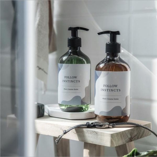 

storage bottles & jars lotion sub-bottle split large capacity shampoo shower gel empty bottle-amber brown dark green bathroom jar 500ml