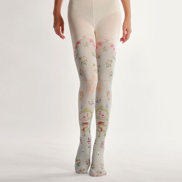 

retro printed pantyhose dropship suppliers tattoo-stockings  legging socks & hosiery, Black;white
