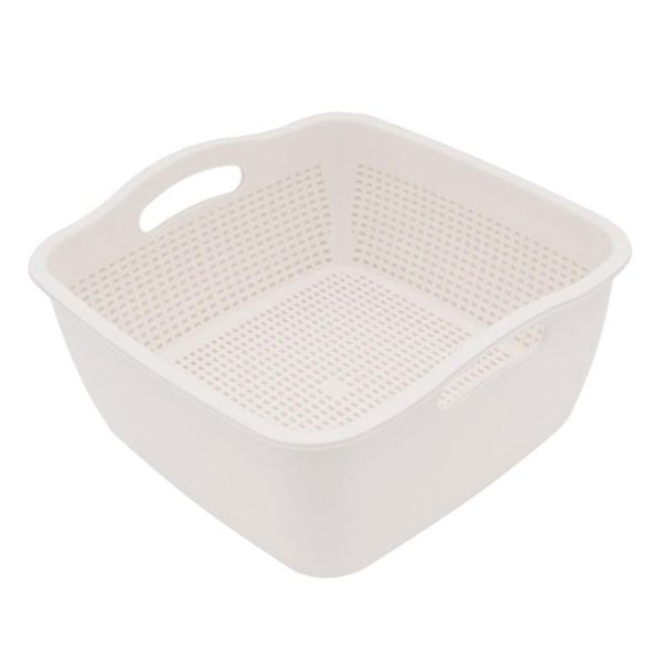 

1pc double-layer vegetable basket washing basin storage drain (white) kitchen & organization