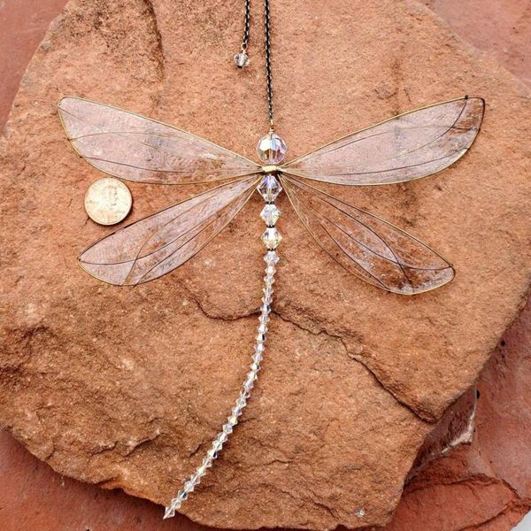 

garden decorations dragonfly crystal window hanging decor pendant ornament for patio lawn