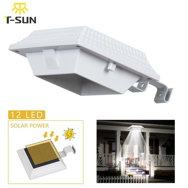 

solar lamps t-sunrise led gutter light powered waterproof white fence wall for garden yard roof security sensor lamp