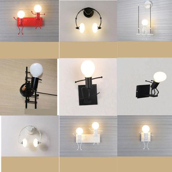 

children's wall lamp modern bedroom bedside led creative aisle wrought iron decoration villain
