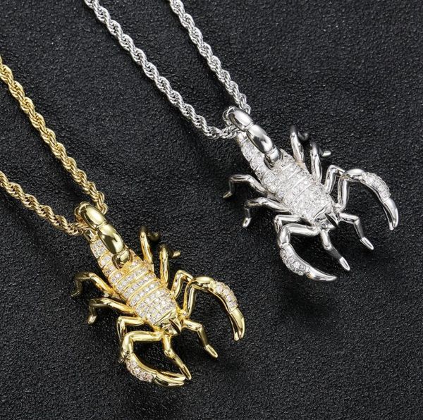 

hip hop jewelry 3d scorpion pendant copper micro inlaid zircon personality trendy men's accessories, Silver