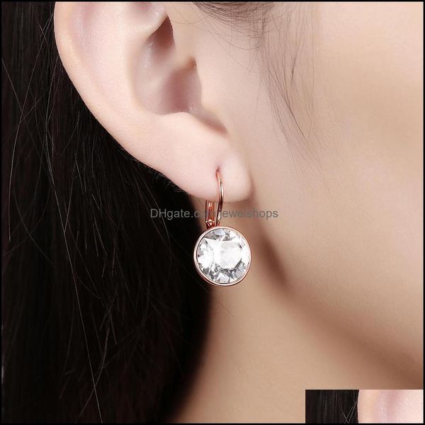 Ciondola orecchini lampadario gioielli bianco bella goccia di cristallo per le donne dalla consegna del regalo di nozze rotondo di moda 2021 Wxldt