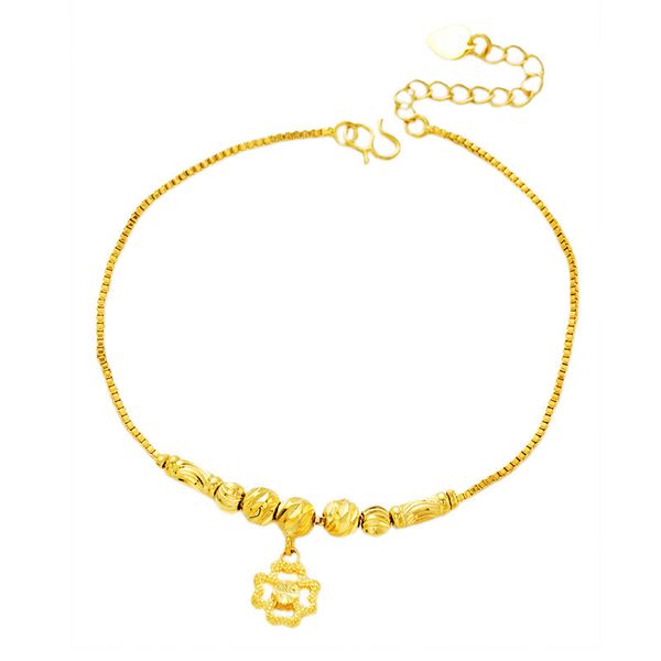 Feine echte 24K Gold weibliche Fußkettchen barfuß häkeln Sandalen Fußschmuck Bein Fußkettchen am Fuß Knöchelarmbänder für Frauen Beinkette