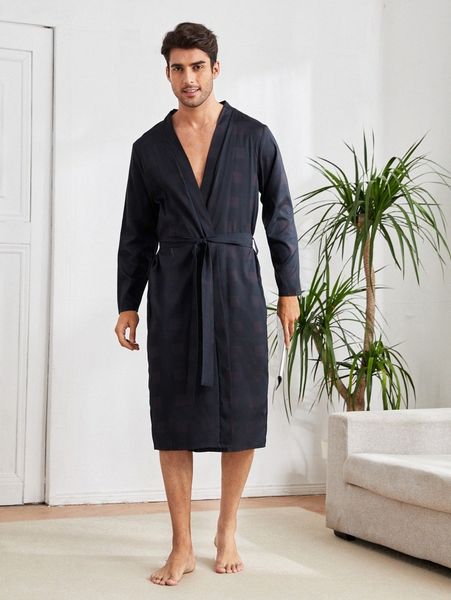

men belted robe e5so#, Black;brown