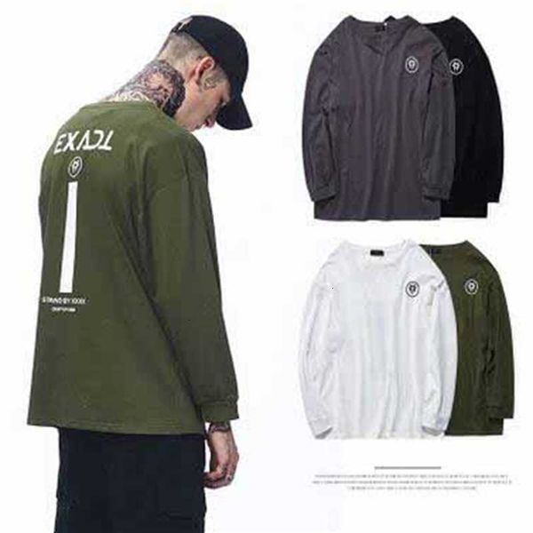 

men's t-shirts original brand japanese style long sleeve letter printed solid crew collar thin sweatshirts teenager fashion a6y7, White;black