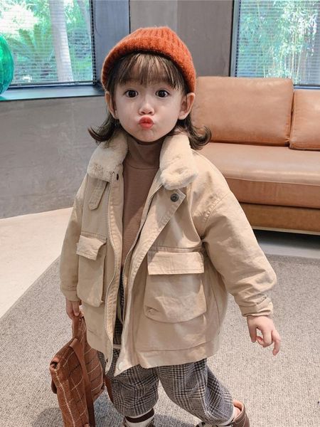 

jackets 2021 fur collar toddler girls velvet coat autumn winter baby girl clothes thick warm jacket windbreaker, Blue;gray