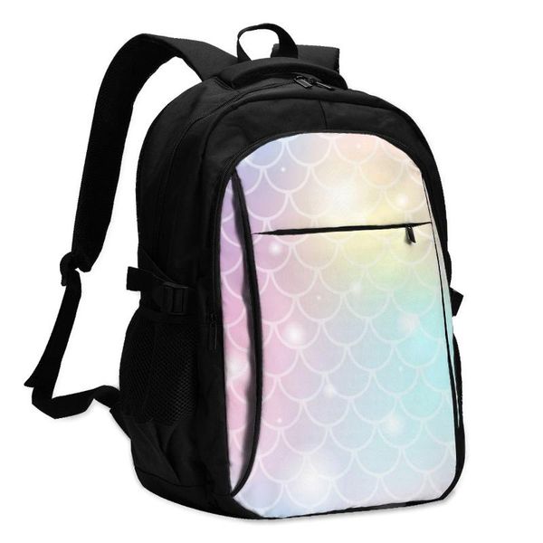 

backpack usb charge women fish scale and shining sparcles student letters print school bag teenager girls