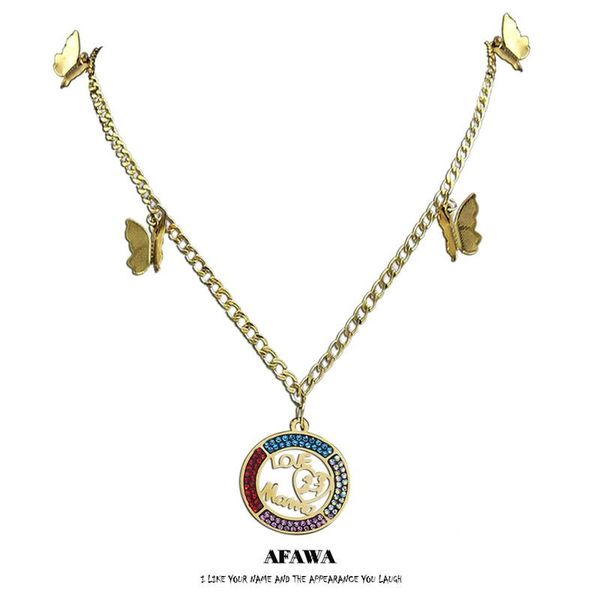 

pendant necklaces love mama stainless steel crystal pendants mom baby round butterfly jewelry mother's day gift n9528s05, Silver