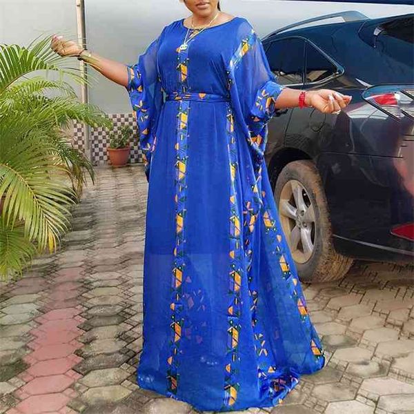 

new fashion striped party dress 2021 elegant plus size chiffon long casual translucent loose dress robe africaine femme summer, Black;gray