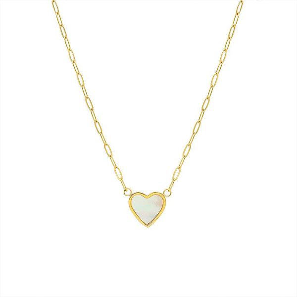 

pendant necklaces european & american fashion mother of pearl love heart necklace for women lover friend titanium steel vintage, Silver