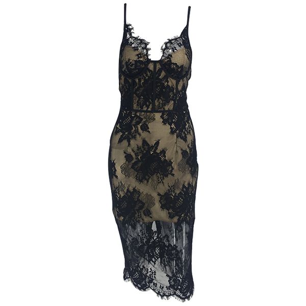 

paris girl lace dress women off shoulder black backless bodycon nightclub ladies party es vestido clothes 210524, Black;gray
