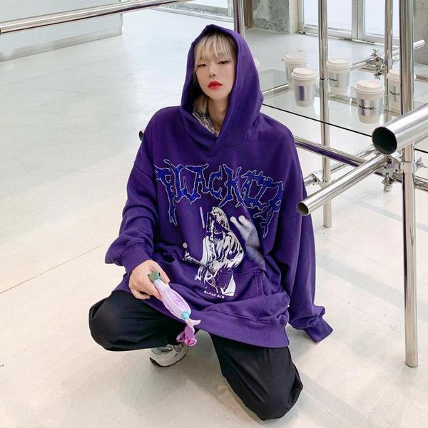 

women's hoodies & sweatshirts goth plus size women harajuku street clothes for teens sweatshirt high print vintage hoodie, Black