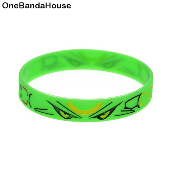 

100pcs anime silicone rubber bracelet engraved fashion decoration logo green size for promotion gift, Black