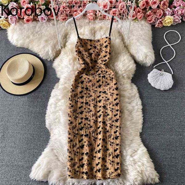 

korobov v neck spaghetti strap dress women flower pattern slim waist vintage camisole dresses new summer robe femme 2d670 210430, Black;gray