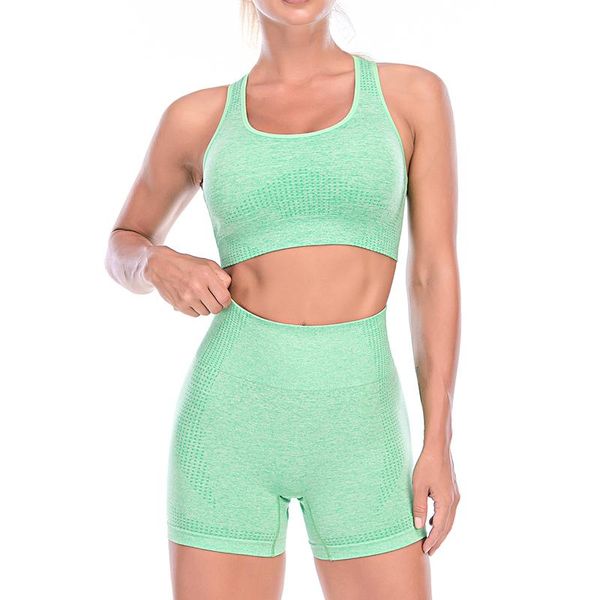 

women seamless 2 piece gym wear running clothes tracksuit sportswear fitness sets ladies yoga set ensemble sport suit shorts outfit