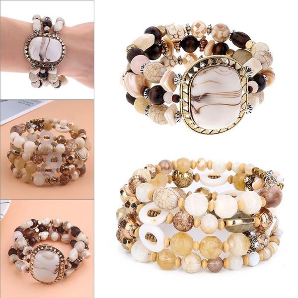 

link, chain alloy bracelet multi-layer shell resin adjustable men women cuff bracelets cx17, Black