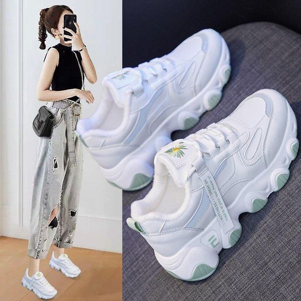 

boots women's casual sneakers; winter sneakers with plush fur; warm shoes; shoes lacing; on, Black