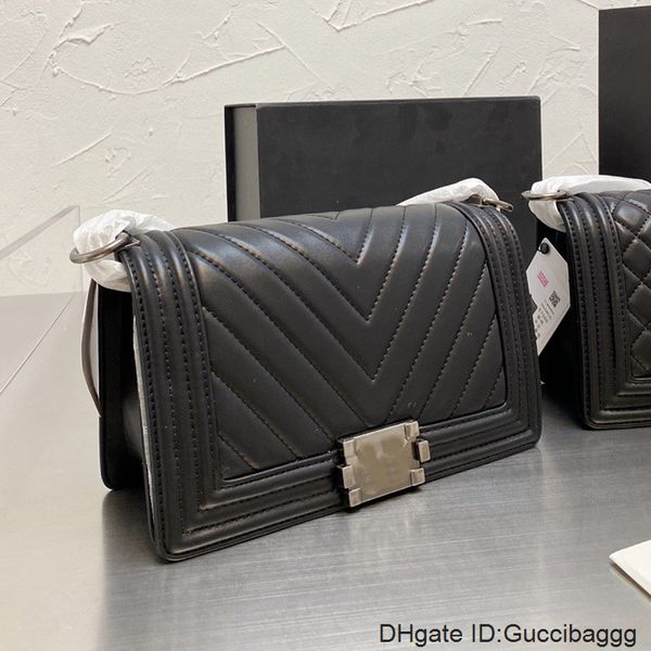 

21ss classic womens desingers bag small flap genuine leather lambskin chevron line/v-stitch quilted boy crossbody chain shoulder large