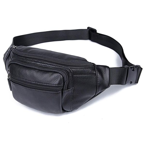 

men oil wax genuine leather fanny pack vintage casual travel cell/mobile phone sling chest bag male waist bag- 2 size choose bags