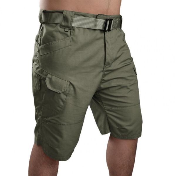

cargo shorts pants track shorts knee length solid color men thin pockets shorts for daily wear quick dry drawstring beach, White