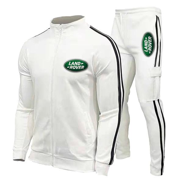 

men's 2-piece set full zipper white sportswear print street casual long-sleeved breathable soft wicking, Gray