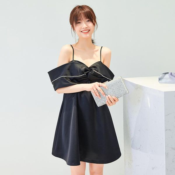 

summer black suspender waist hollow show thin short party dress temperament daily 66351 casual dresses, Black;gray