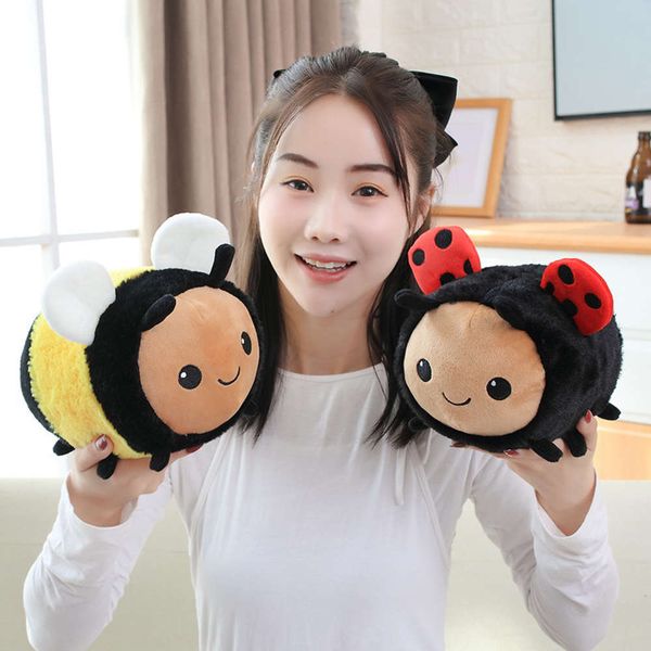 

cute cartoon little bee seven star ladybird doll plush toy beetle children gift, Blue