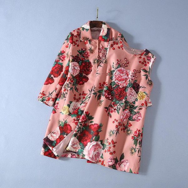 

two piece dress chic women's suit floral print woollen coat+diamonds sleeveless 2021 autumn winter runways women vintage coat b114, White