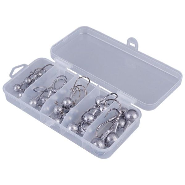 

-25pcs fishing hook set 3g-14g lead jig head fishhooks with lure hard box for soft accessories hooks