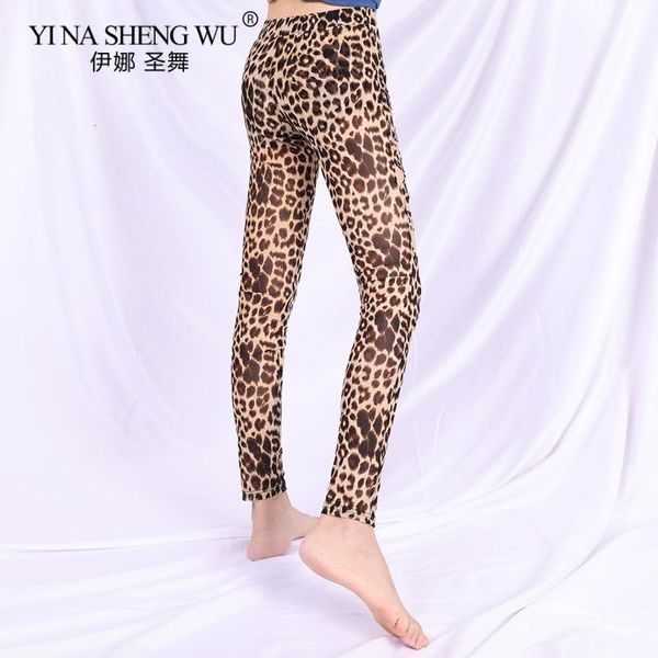 

stage wear women belly dance leopard print leggings safety pants stretchy skinny shee tights practice long z17q, Black;red