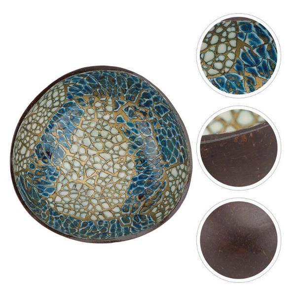 

1pc home coconut bowl key storage decorative (blue, yellow) bowls