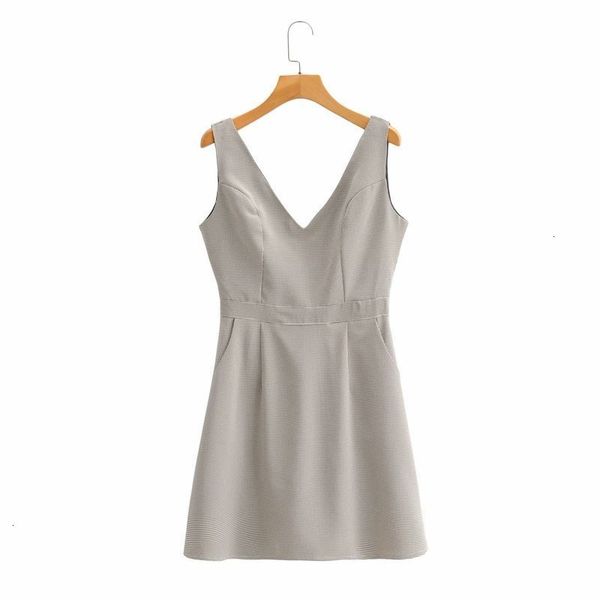 

dresses wind autumn casual women's removal of cabinet v-neck sleeveless plaid back dress, Black;gray