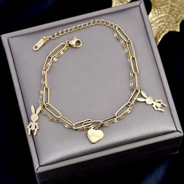 

2021 summer new titanium steel love rabbit bracelet, Black