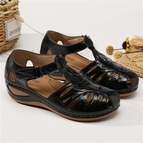 

sandals women summer shoes woman plus size 44 heels for wedges chaussure femme casual gladiator sandalen dames, Black