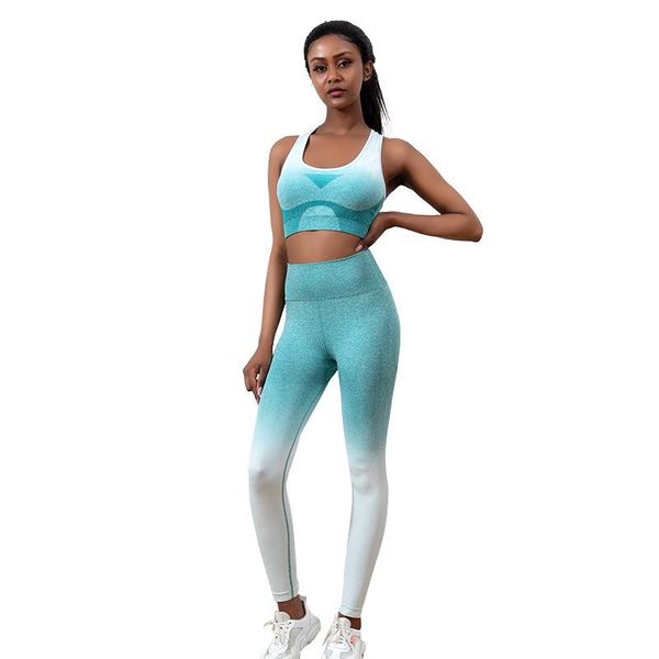 

yoga outfit two piece set women gym clothing cropped sports bra high waist seamless leggings biker shorts workout clothes for