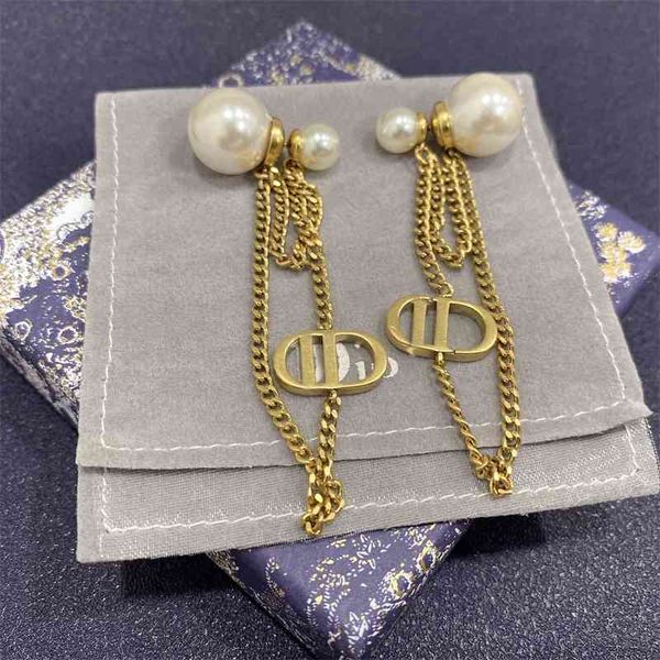 

70% off outlet online family letter pearl tassel earrings for women, Silver