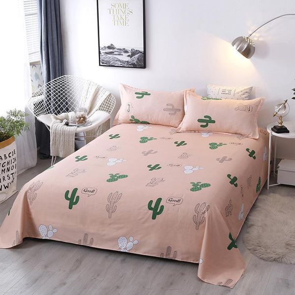

sheets & sets 25full size cartoon printed polyester flat sheet bed cover non-slip mattress bedding with cases