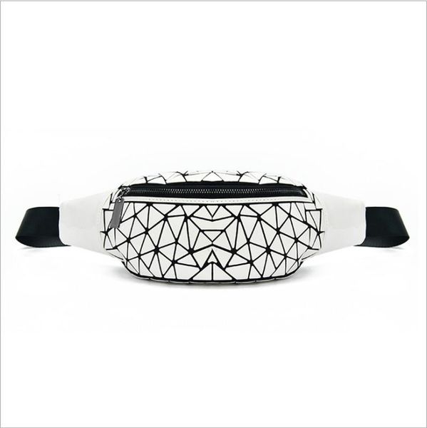 

fashion women geometric waist pack belt bag lady pu leather large capacity for travel sports outdoor adjustable bum hip bags