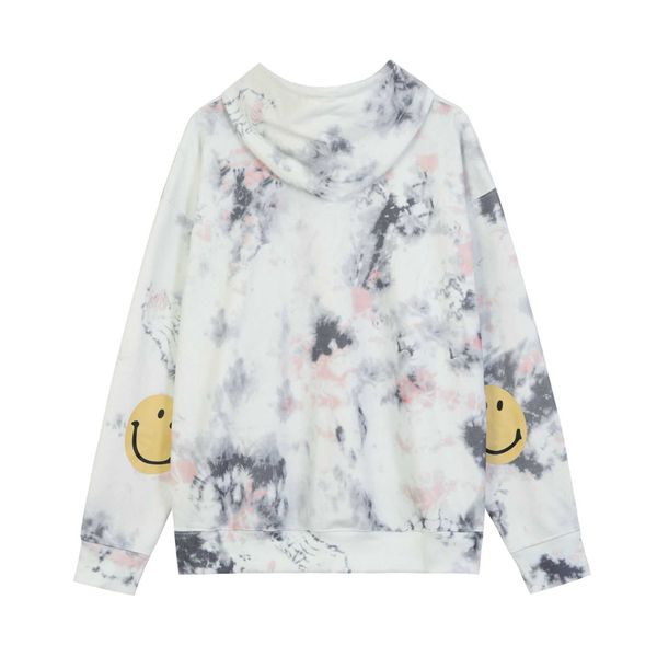 

men's hoodies autumn winter new br hirata hehong tie dyed smiling face printing loose men's and women's hooded sweater fashio, Black