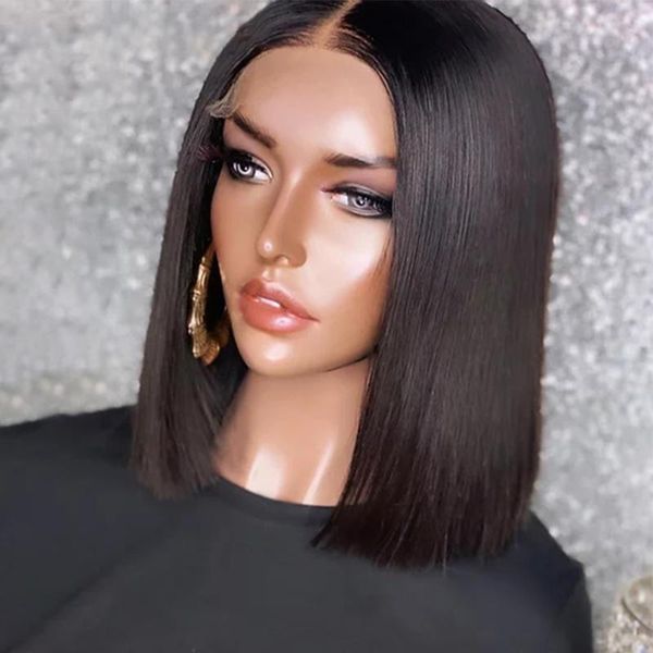 

lace wigs short cut bob straight 13x4 frontal human hair for black women with babyhair natural hairline remy brazilian daily, Black;brown