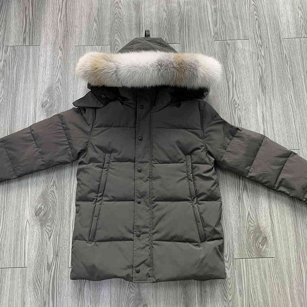 

men's winter down bomber ets thick short white wolf fur ffy detachable hat button coat male outdoor fashion classic warm windproof cold, Black